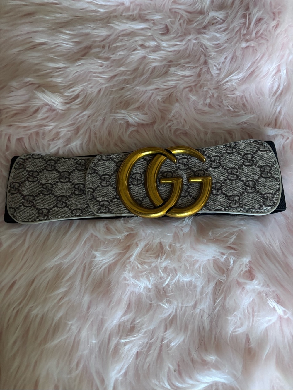 Gucci Beige GG Marmont Logo Waist Belt